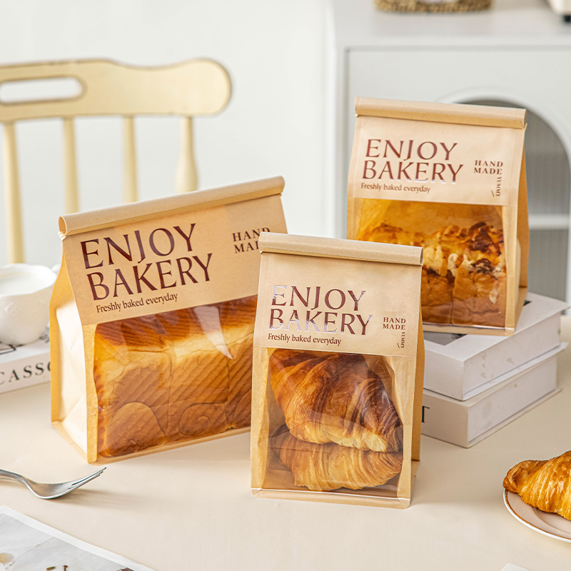生吐司面包装袋食品级烘焙手撕全麦切片牛皮纸打包透明自封450g2