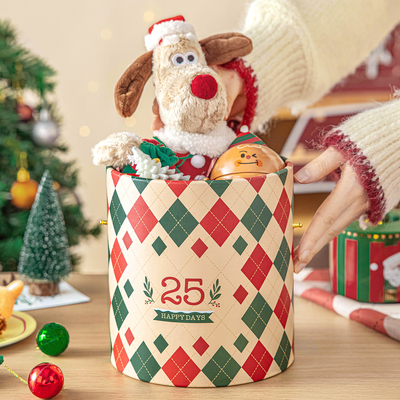 圣诞礼盒空盒高级感大号饼干包装伴手物糖果抱抱桶2025新款平安夜