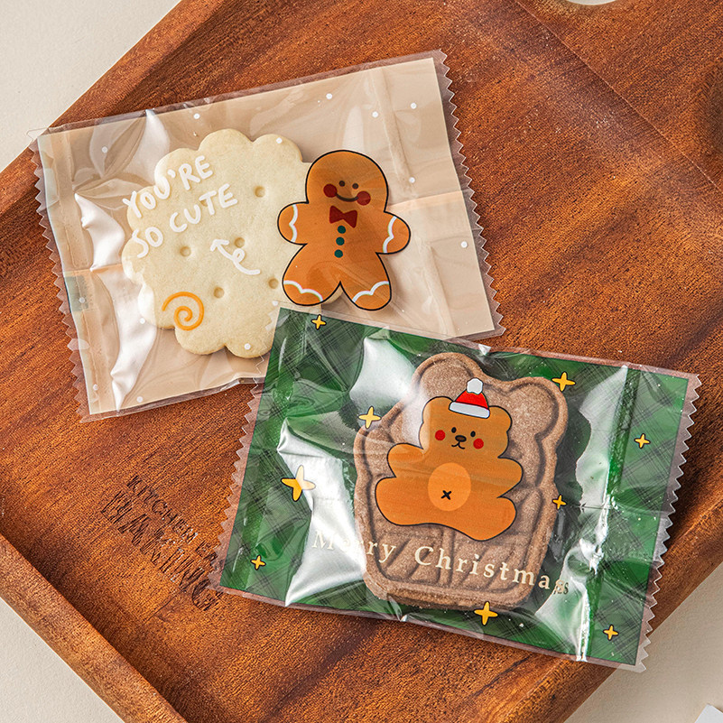 饼干雪花酥包装袋机封口圣诞单独立小烘焙牛轧糖果曲奇打包袋子