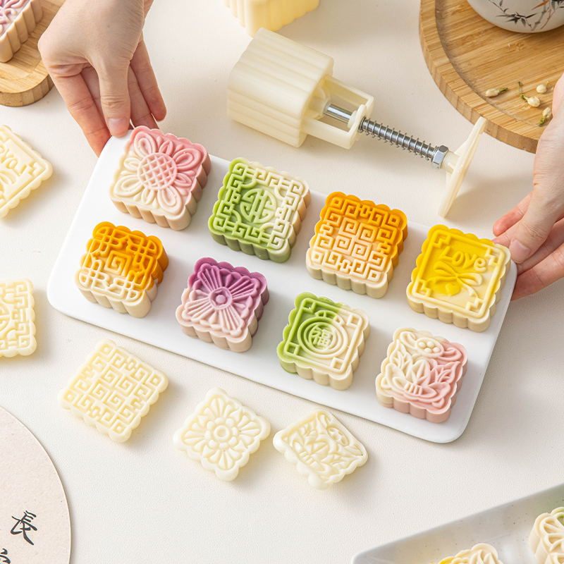 中秋月饼模具食品级手压花式家用烘焙冰皮流心糕点磨具75克50g