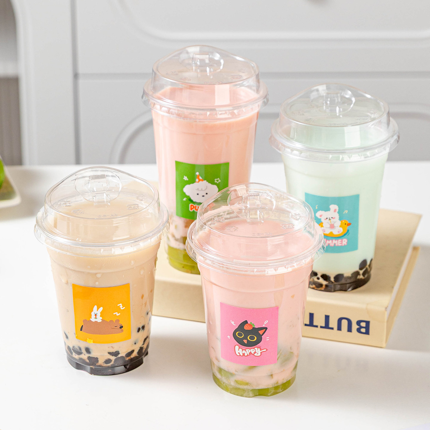 奶茶杯子一次性带盖咖啡冷饮料杨枝甘露的食品级塑料杯瓶加厚自制