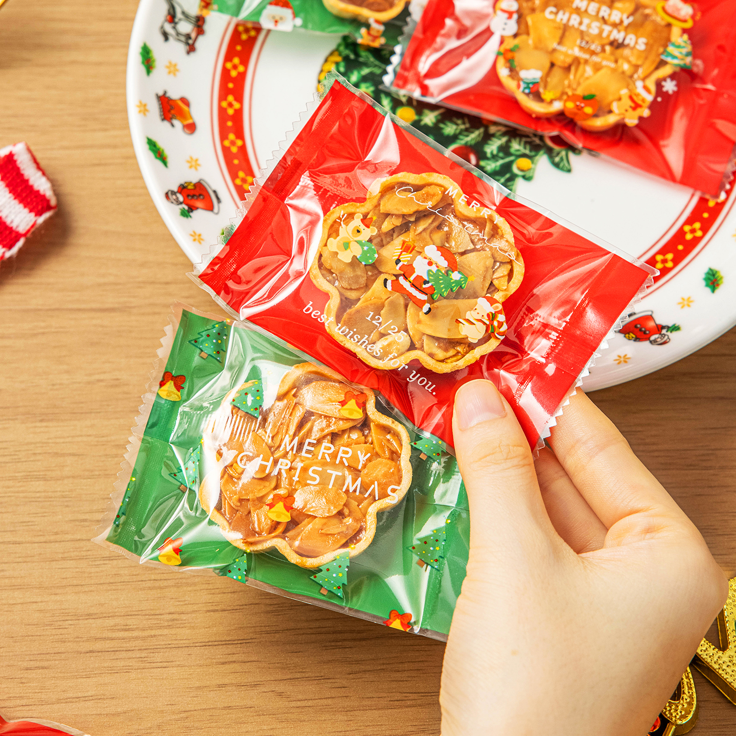 圣诞节糯米船包装袋独立单个机封曲奇饼干雪花酥糖果烘焙礼品盒子