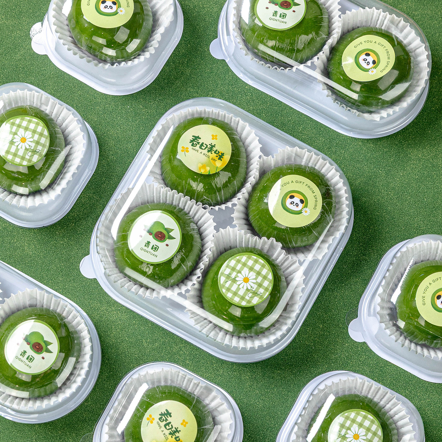 青团专用包装盒子清明节饼打包伴手4粒2单独个蛋黄酥雪媚娘贴纸