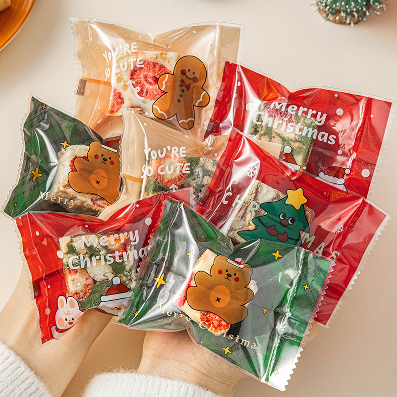 圣诞雪花酥饼干包装袋机封口单独立小烘焙牛轧糖果曲奇打包袋子