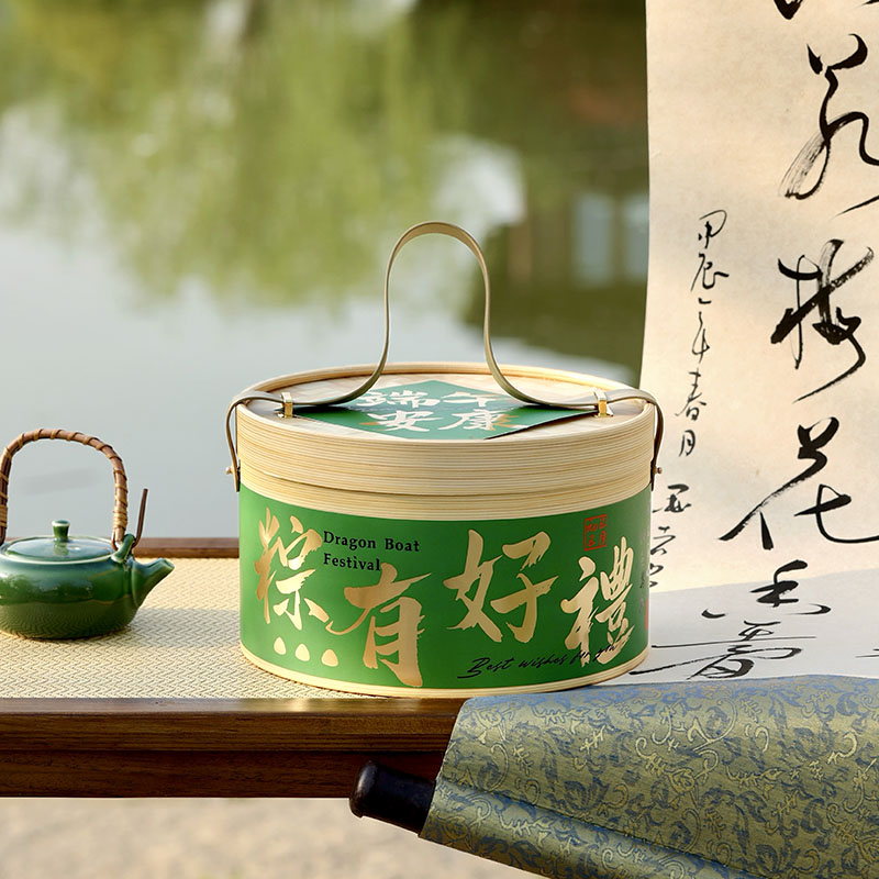 新款端午粽子礼盒手提包装硬品外打包可定空袋子制logo号鸭蛋竹篮