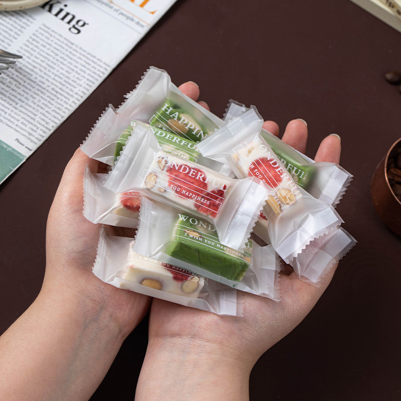 新款简约透明牛轧糖包装袋喜糖太妃糖机封袋单独密封小袋子ins风
