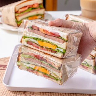 三明治包装纸透明袋食品级自制汉堡家用自封口贴可微波防油保鲜子