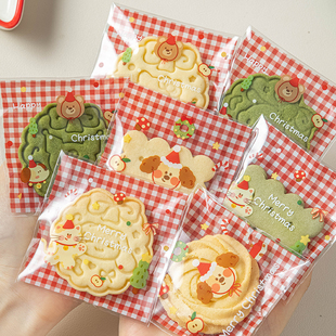 饼干单独立小包装袋子圣诞自封透明食品级手工烘焙牛轧曲奇糖果打