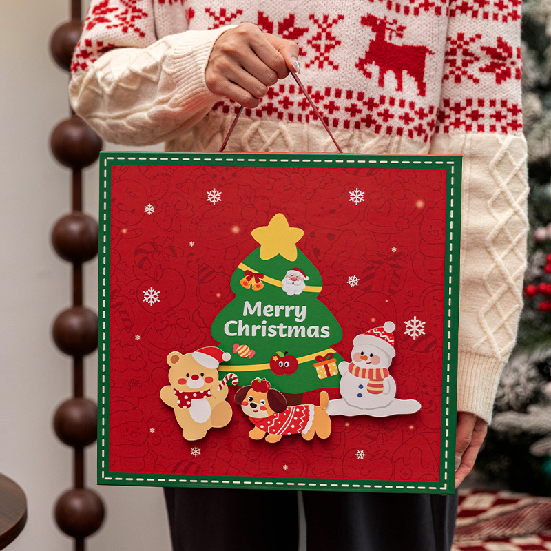 圣诞礼品盒空盒子物儿童平安夜伴手袋创意打包装饼干糖果零食大号