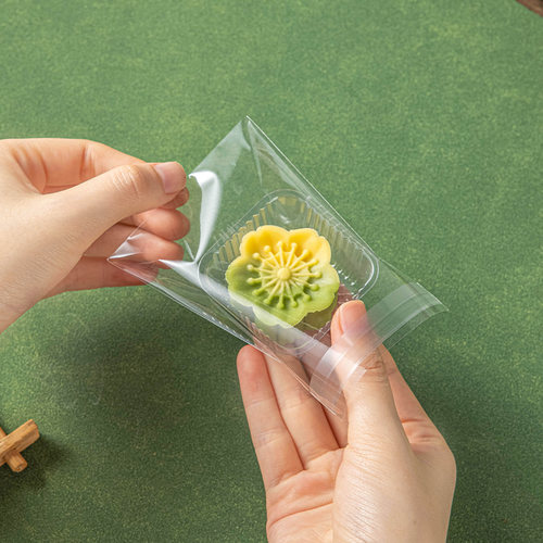 绿豆糕自粘包装袋独立月饼带托盒食品级透明小烘焙机封打包加厚单