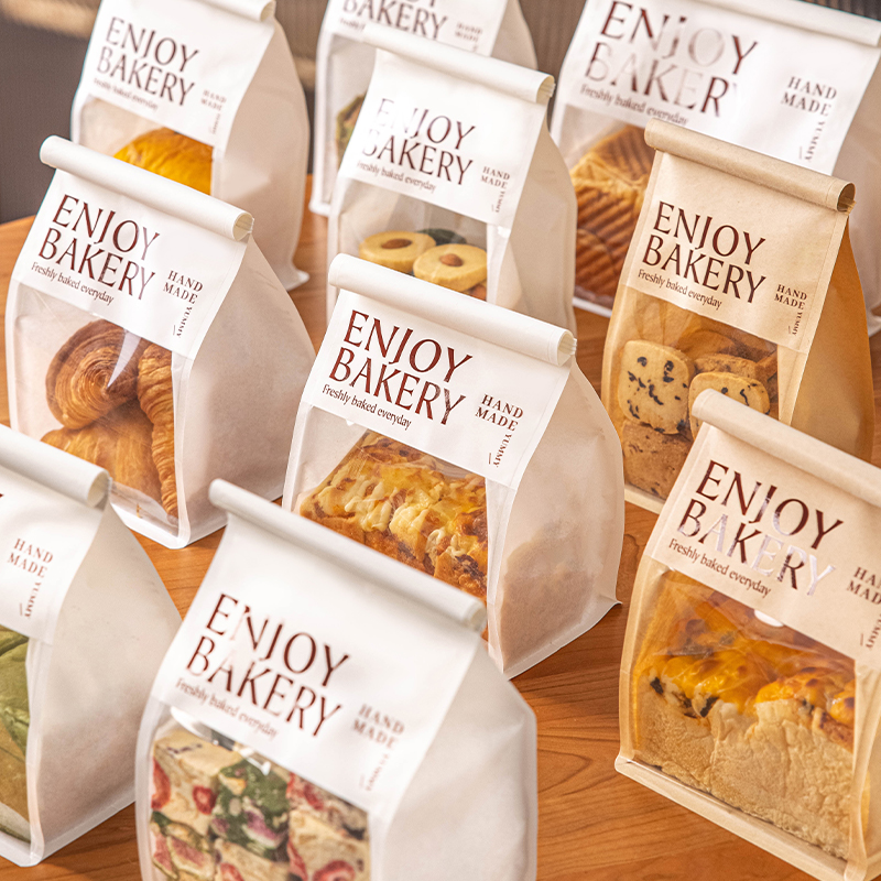 生吐司面包装袋食品级切片烘焙手撕全麦牛皮纸打包子透明自封450g