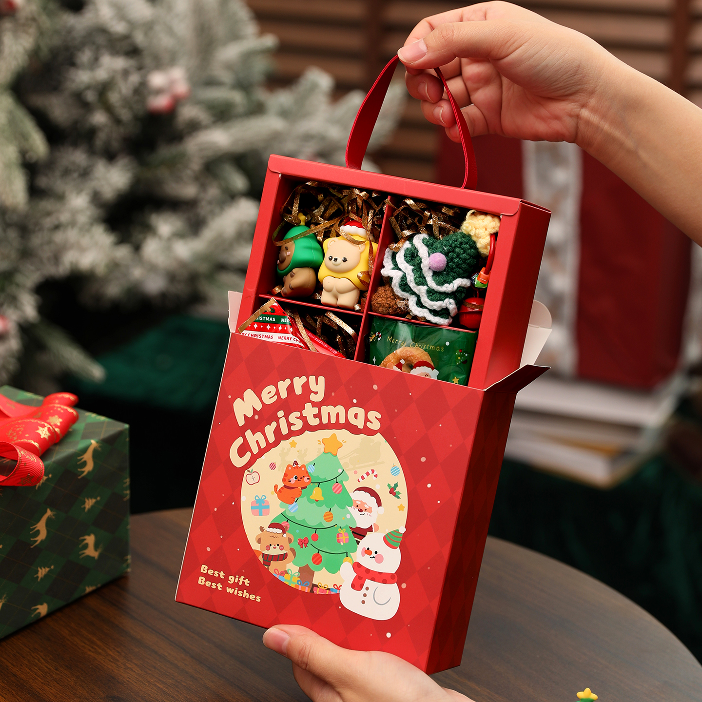 2025新款圣诞节礼品盒空盒子平安苹果包装饰抱抱桶糖果饼干高级感