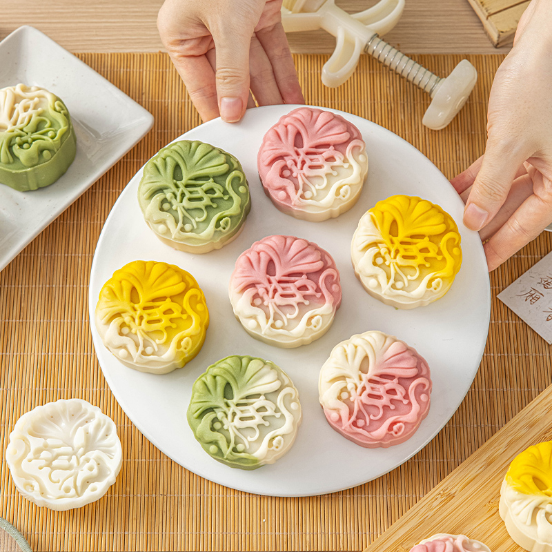 新款杏叶月饼模具家用手压式磨具