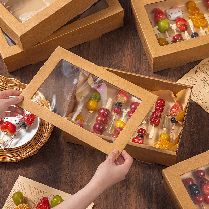 一次性打包盒食品级家用加厚牛皮纸水果快餐带盖长方形包装盒子,餐饮具,一次性餐盒,淘宝优惠券,粉丝福利购,淘宝优惠卷