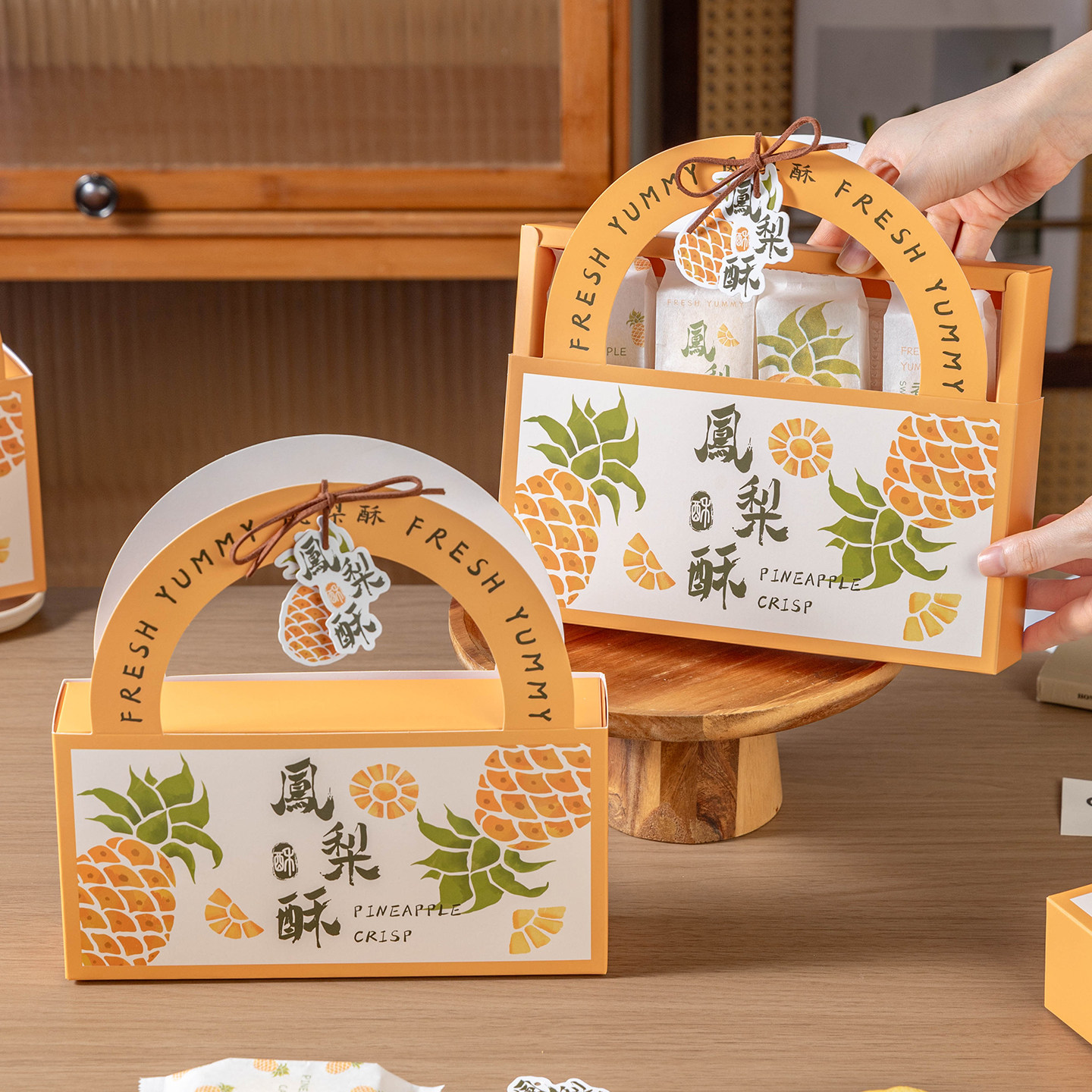 凤梨酥包装盒子6粒8底托手工烘焙独立包装棉纸机封打包袋加厚台湾