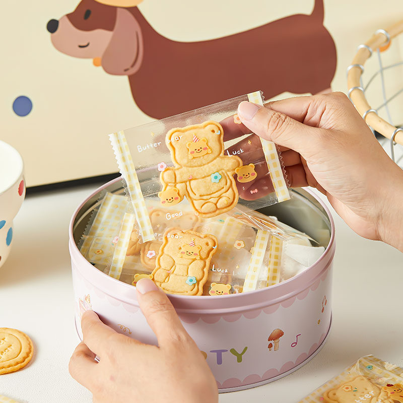 加厚可爱小熊饼干包装袋牛轧饼奶枣曲奇雪花酥奶酥卷机封包装袋
