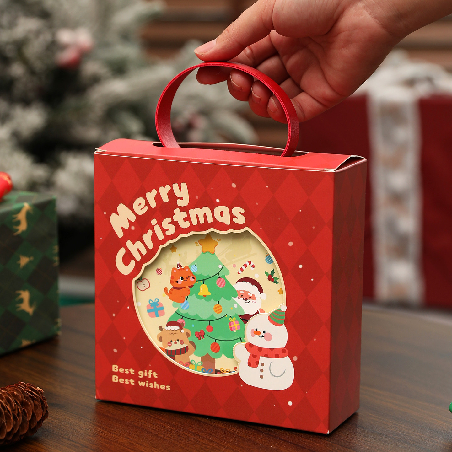 2025新款圣诞节礼品盒空盒子平安苹果包装饰抱抱桶糖果饼干高级感