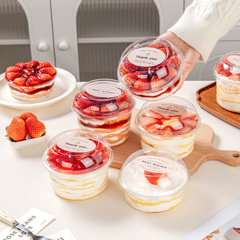 蛋糕打包装盒子圆形透明提拉米苏慕斯的一次性生日小食品级草莓