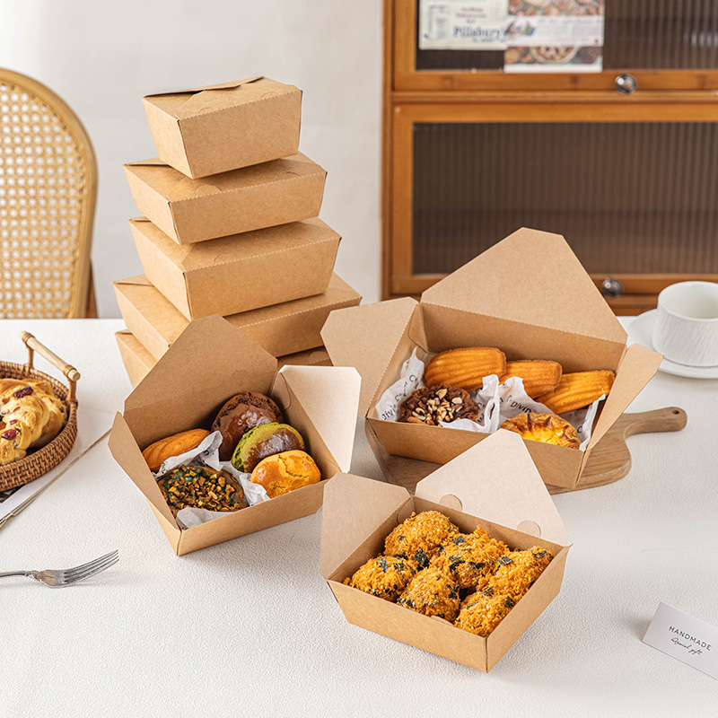 长方形外卖野餐牛皮纸打包盒子