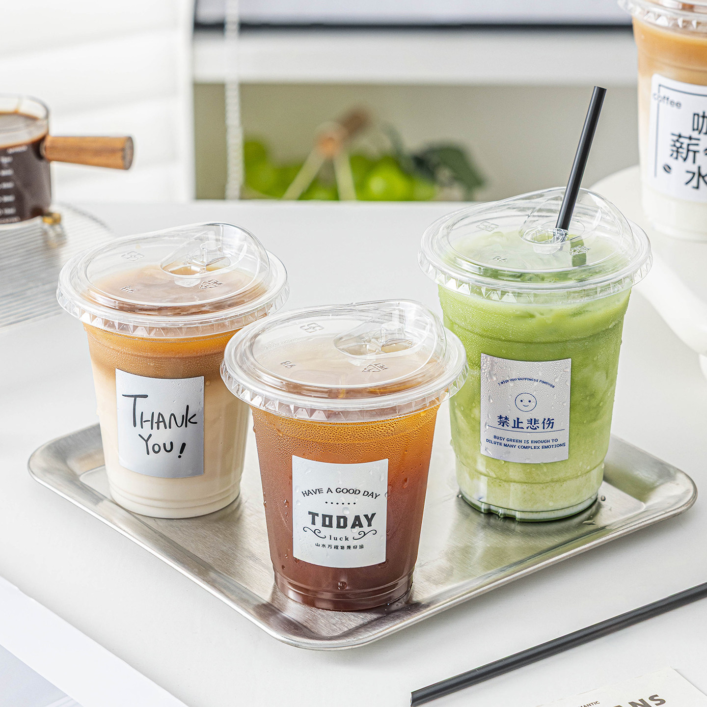 一次性咖啡杯子奶茶带盖pet外出携食品级透明冷饮料塑料果汁加厚