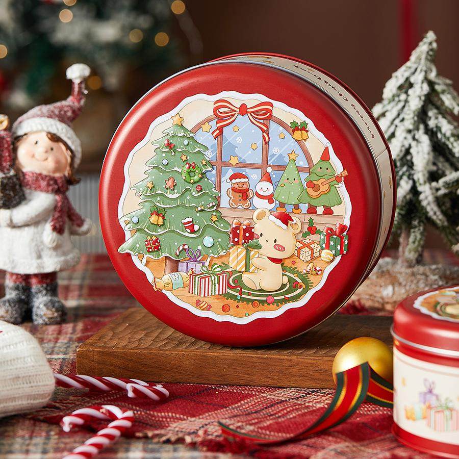 圣诞曲奇饼干包装盒马口铁盒礼物礼品打包盒烘焙糖果零食圆形空罐,节庆用品/礼品,圣诞礼品,淘宝优惠券,粉丝福利购,淘宝优惠卷