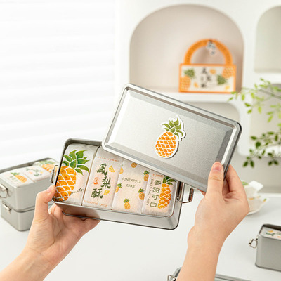 凤梨酥铁盒包装黄菠萝手工烘焙糕点心曲奇饼干糖果马口礼盒空高档