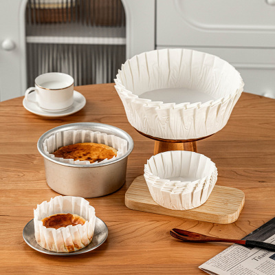 巴斯克油纸4/6/8寸免折叠纸托模具烘焙甜品防油包装蛋糕切块垫纸