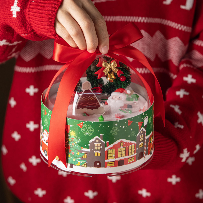 圣诞节慕斯球 网红透明抱抱桶蛋糕装饰摆件插牌烘焙甜品专用配件