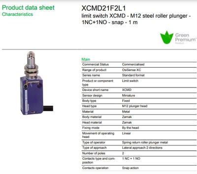 现货SCHNEIDER施耐德 传感器线缆XZCP1241L2限位开关XCMD21F2L1