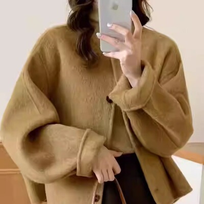 春季双面羊毛短款韩版大衣女