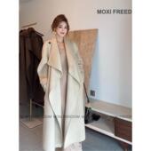 双面羊毛大衣外套女装 25年秋冬新款 休闲腰带中长款 毛呢外套加厚