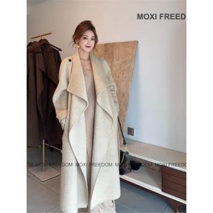 毛呢外套加厚 双面羊毛大衣外套女装 25年秋冬新款 休闲腰带中长款