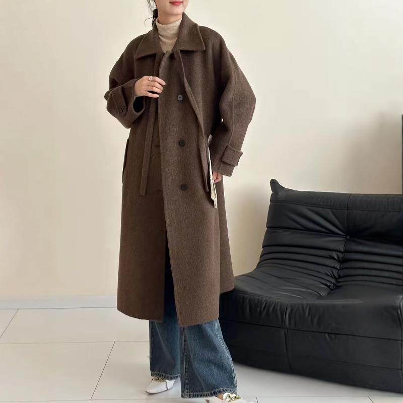 2025秋冬季新款高端双面羊绒大衣中长款宽松外套法式复古毛呢女装