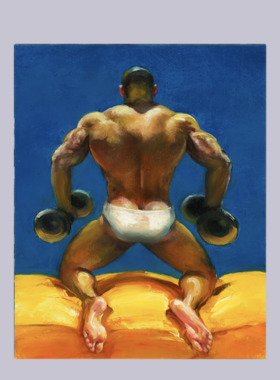 当代绘画艺术力量美学男性人体艺术家居装饰画喷绘健身房墙面装饰
