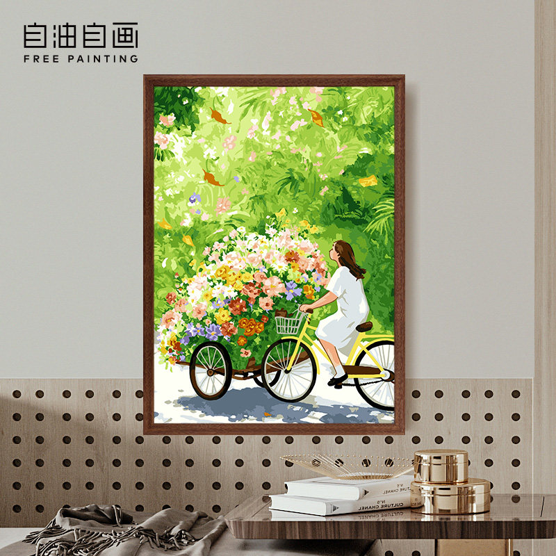 自油自画数字油画di 卧室手绘手工填充填色画人物油彩画 春山花信