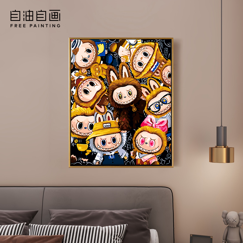 自油自画数字油画diy填色画成人手工手绘涂色油彩画 labubu拉布布