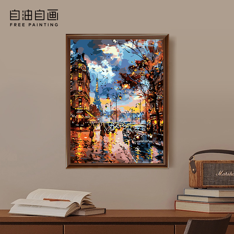 自油自畫數字油畫法蘭西的街巷