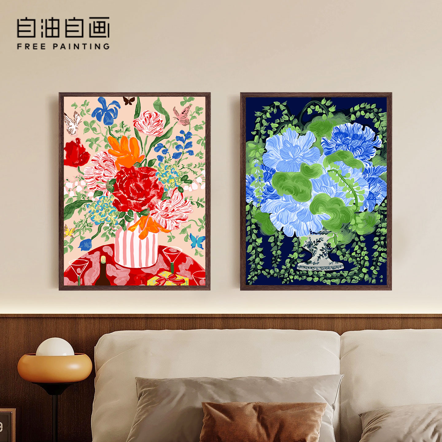 自油自画DIY数字油画清蓝