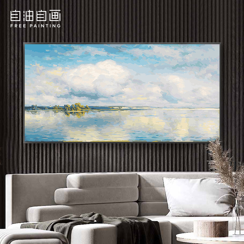 自油自画 数字油画diy 手绘手工填色名画康斯坦丁油彩画 天空之境