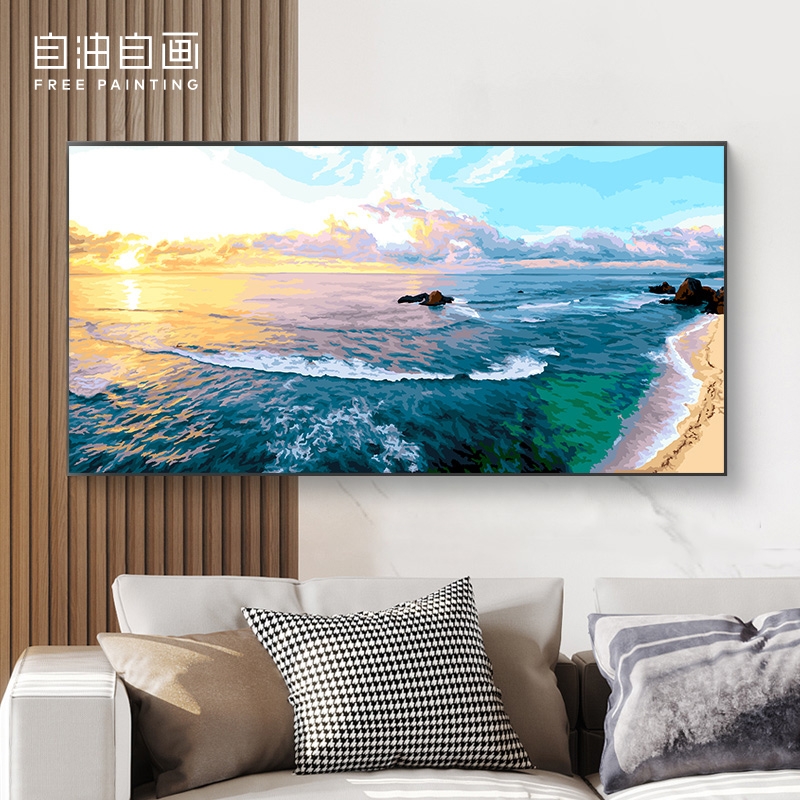 diy数字玄关手绘填充油彩画