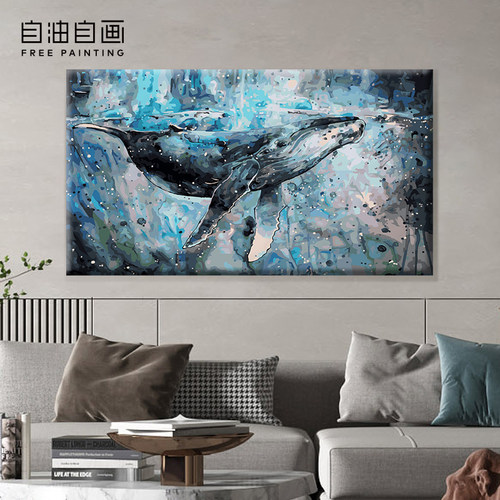 自油自画数字油画diy手绘