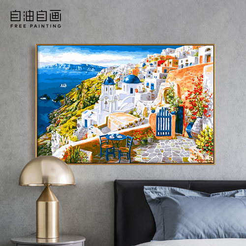 自油自画圣托里尼的浪漫