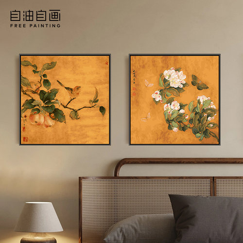 自油自画DIY数字油画果熟来禽图