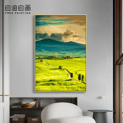 自油自画diy数字油画远山