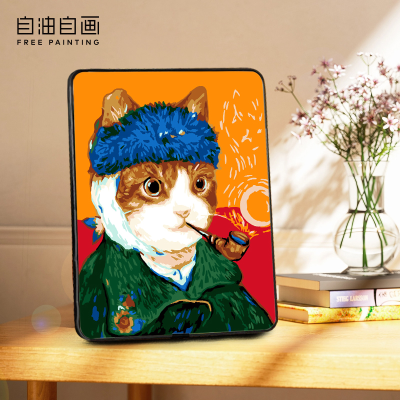 自油自画 数字油画diy填色手绘手工填充玄关卧室油彩画桌面摆台画