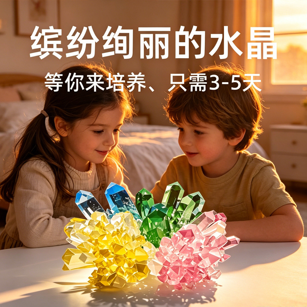 Crystal儿童种植生长水晶科学实验套装学生晶体培养益智手工玩具