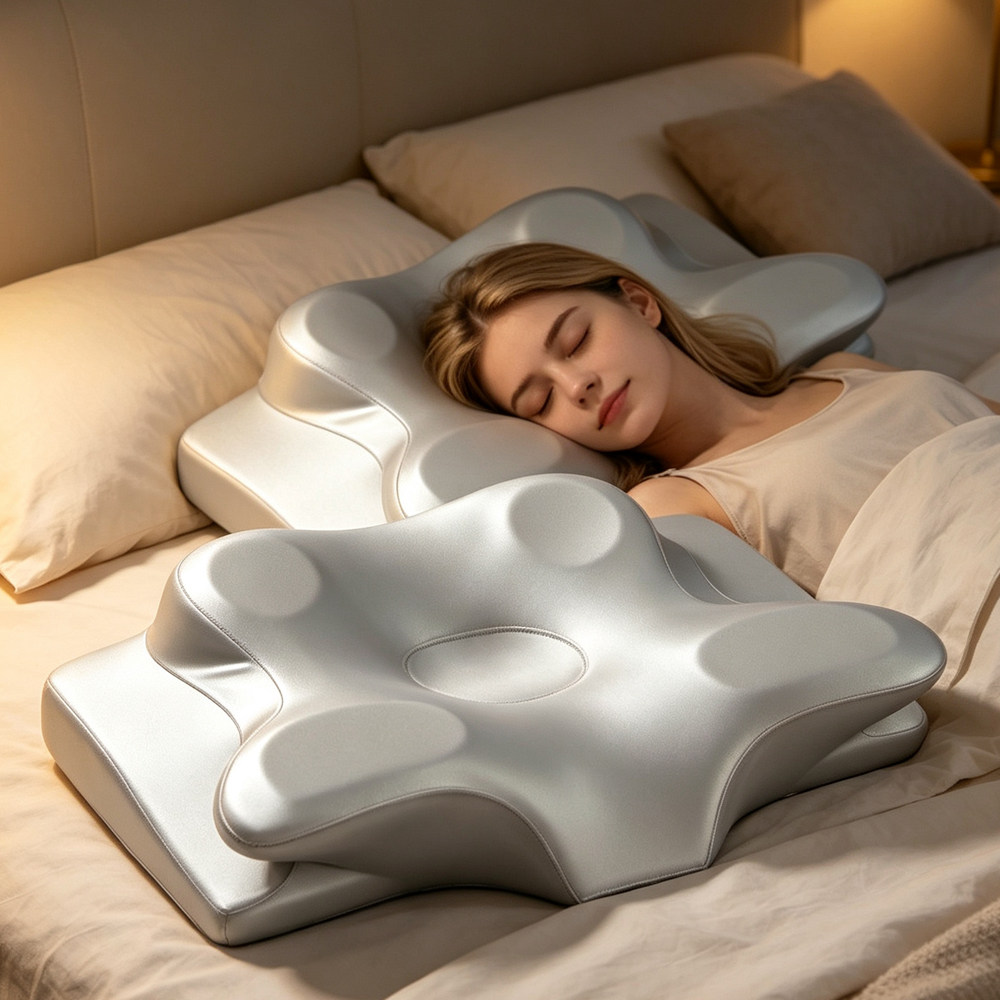 跨境Pillow成人牛角蝶形枕护颈枕记忆棉慢回弹记忆枕颈椎枕头枕芯
