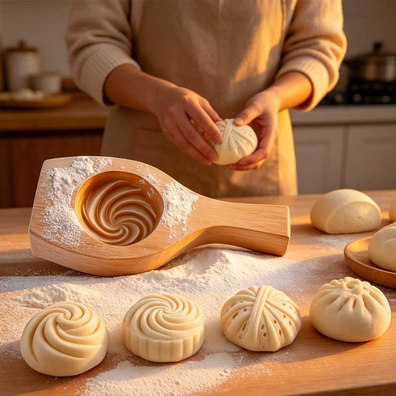 Steamed bun mold面点包包子花样馒头模具木质面食花卷核桃月饼
