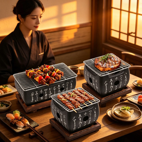Charcoal stove长方文字炉日本料理炭炉日式烧烤炉烤肉炉碳烤炉