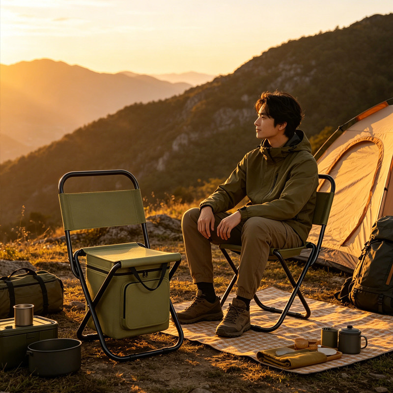 Folding chair户外折叠椅三合一休闲椅小马扎闲野营钓鱼冰包椅子